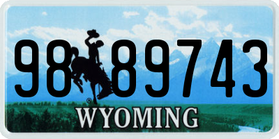 WY license plate 9889743