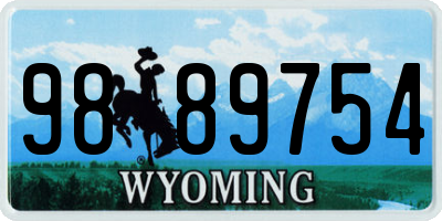 WY license plate 9889754