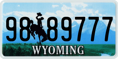 WY license plate 9889777