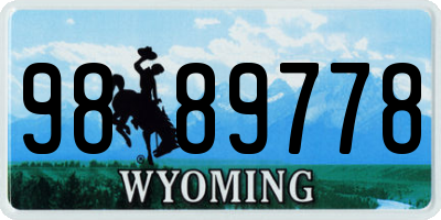 WY license plate 9889778
