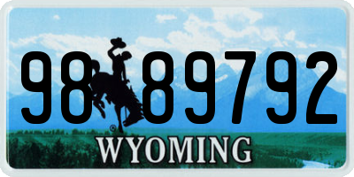 WY license plate 9889792