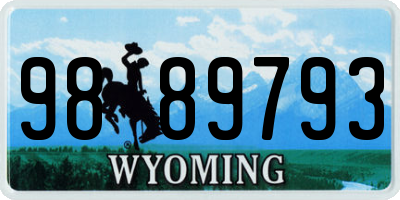 WY license plate 9889793
