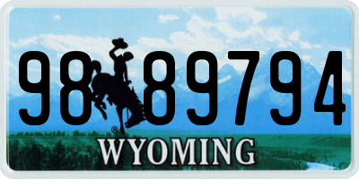 WY license plate 9889794