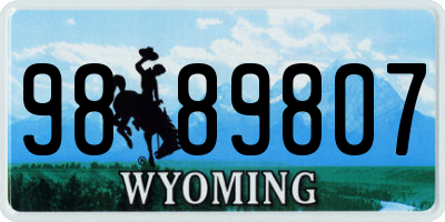 WY license plate 9889807