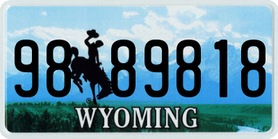WY license plate 9889818