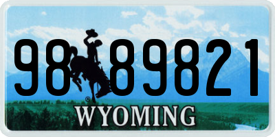 WY license plate 9889821