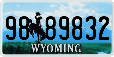 WY license plate 9889832