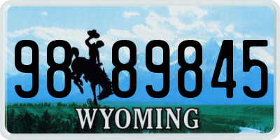 WY license plate 9889845