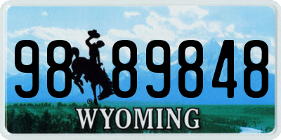 WY license plate 9889848