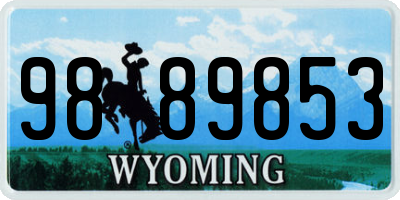 WY license plate 9889853
