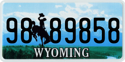 WY license plate 9889858
