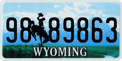WY license plate 9889863