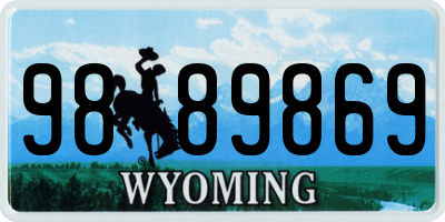 WY license plate 9889869