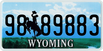 WY license plate 9889883