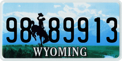 WY license plate 9889913
