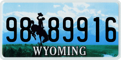 WY license plate 9889916