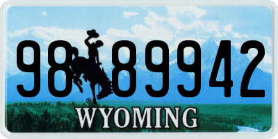 WY license plate 9889942