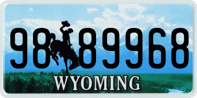 WY license plate 9889968