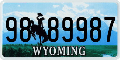 WY license plate 9889987