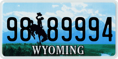 WY license plate 9889994