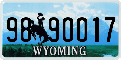 WY license plate 9890017