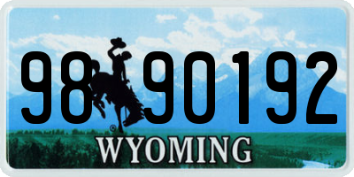 WY license plate 9890192