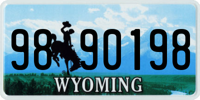WY license plate 9890198
