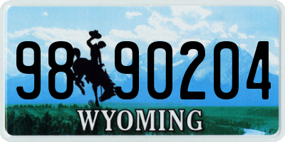 WY license plate 9890204