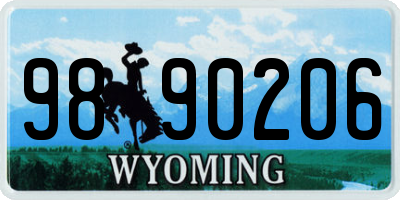 WY license plate 9890206