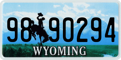 WY license plate 9890294
