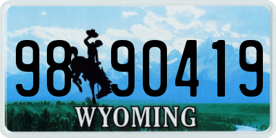 WY license plate 9890419