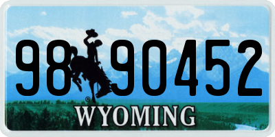 WY license plate 9890452