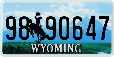 WY license plate 9890647