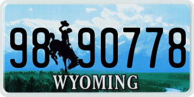 WY license plate 9890778