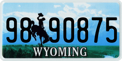 WY license plate 9890875