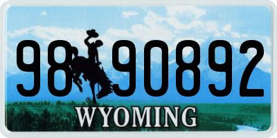 WY license plate 9890892