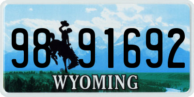WY license plate 9891692