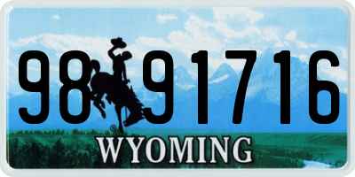 WY license plate 9891716
