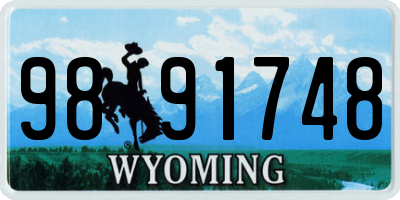 WY license plate 9891748