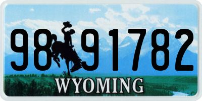 WY license plate 9891782