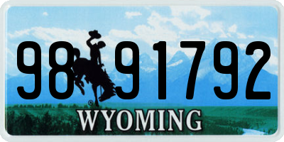 WY license plate 9891792