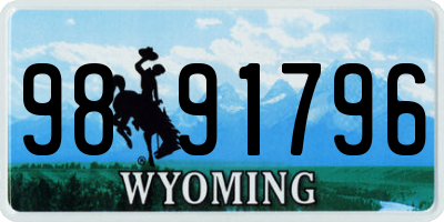 WY license plate 9891796