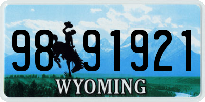 WY license plate 9891921