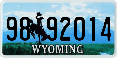 WY license plate 9892014