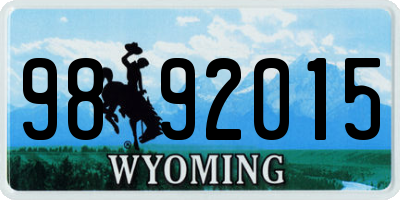 WY license plate 9892015
