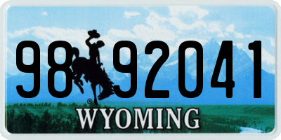 WY license plate 9892041