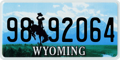 WY license plate 9892064