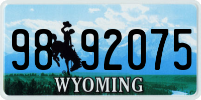 WY license plate 9892075
