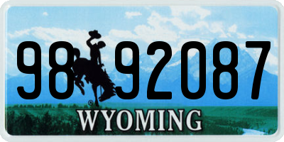 WY license plate 9892087
