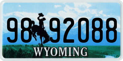 WY license plate 9892088